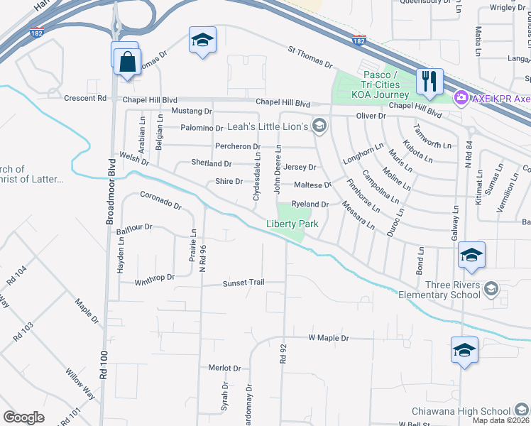 map of restaurants, bars, coffee shops, grocery stores, and more near 9311 Welsh Dr in Pasco