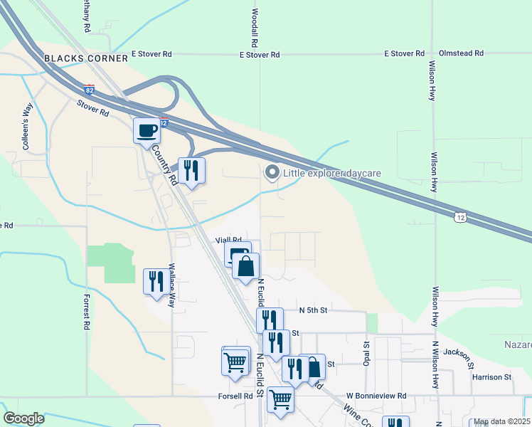 map of restaurants, bars, coffee shops, grocery stores, and more near 804 N Euclid St in Grandview