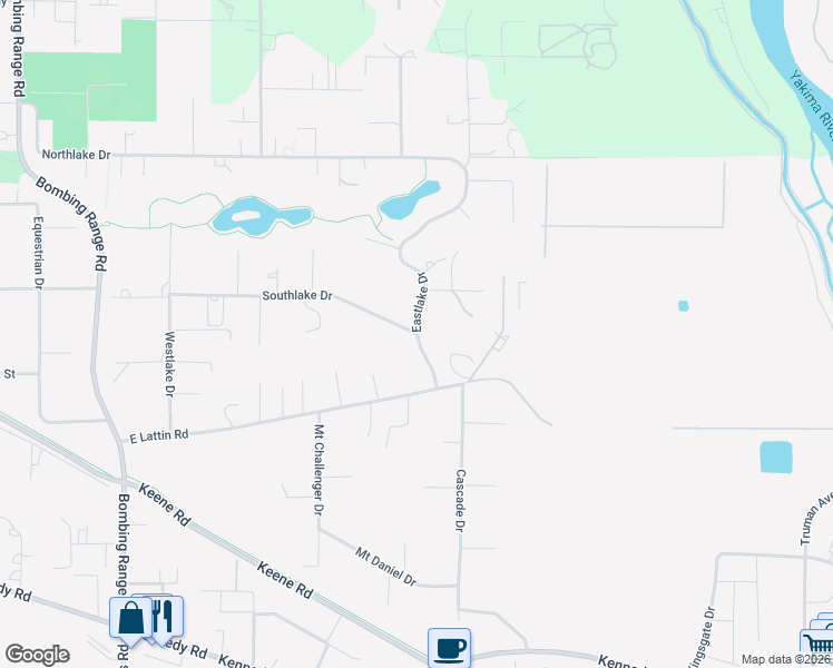 map of restaurants, bars, coffee shops, grocery stores, and more near 3905 Eastlake Drive in West Richland