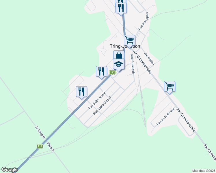 map of restaurants, bars, coffee shops, grocery stores, and more near 315 Rue Saint-André in Tring-Jonction