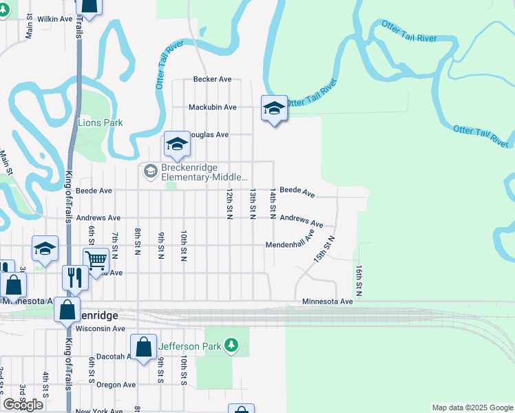 map of restaurants, bars, coffee shops, grocery stores, and more near 412 13th Street North in Breckenridge