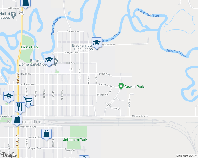 map of restaurants, bars, coffee shops, grocery stores, and more near 416 14th Street North in Breckenridge