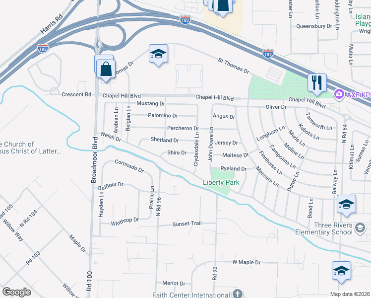 map of restaurants, bars, coffee shops, grocery stores, and more near 9319 Shire Drive in Pasco