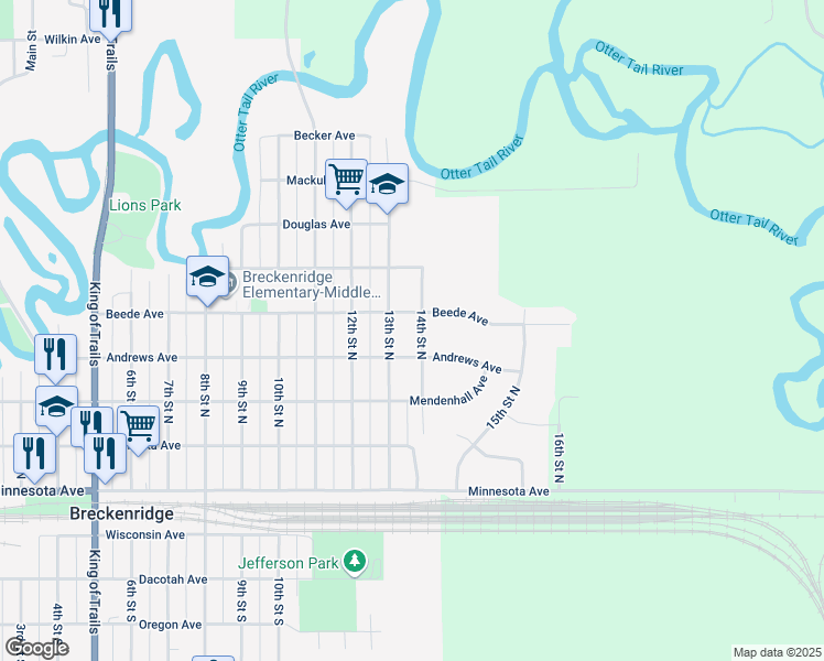 map of restaurants, bars, coffee shops, grocery stores, and more near 412 13th Street North in Breckenridge