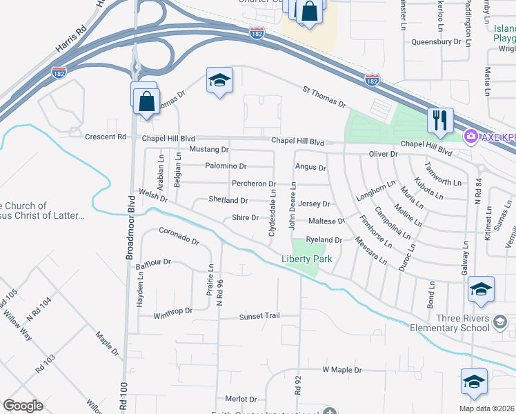 map of restaurants, bars, coffee shops, grocery stores, and more near 9319 Shire Drive in Pasco