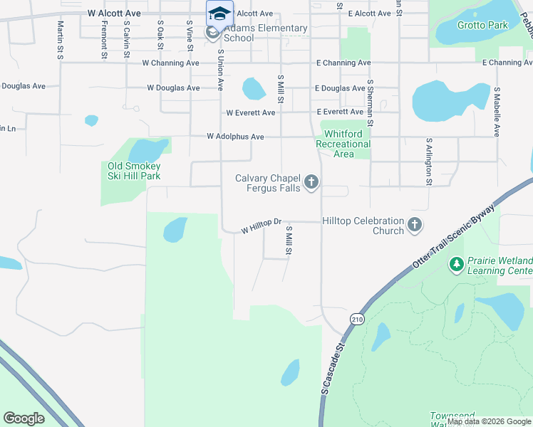 map of restaurants, bars, coffee shops, grocery stores, and more near 1705 South Court Street in Fergus Falls
