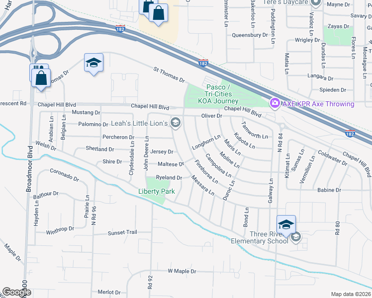 map of restaurants, bars, coffee shops, grocery stores, and more near Maltese Dr in Pasco