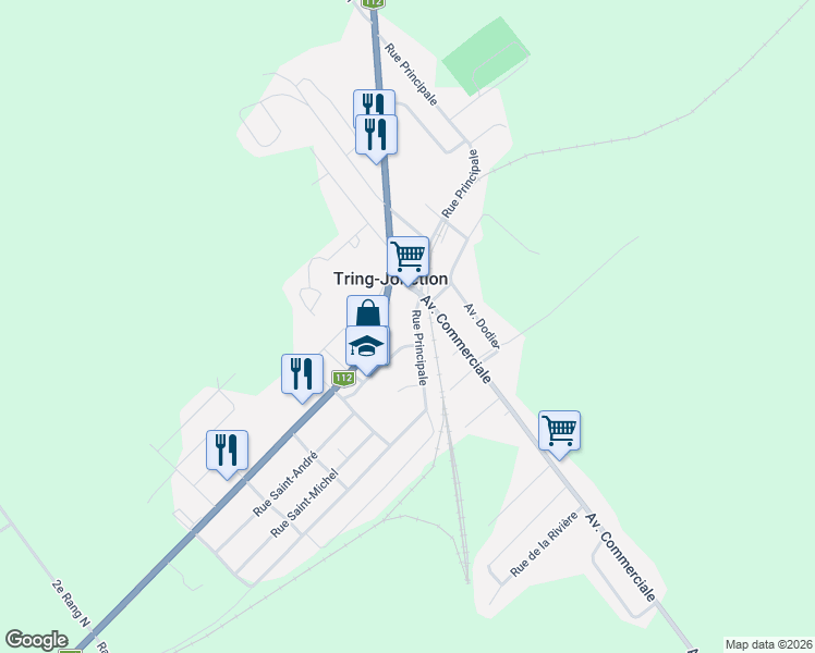 map of restaurants, bars, coffee shops, grocery stores, and more near 205 Rue Principale in Tring-Jonction