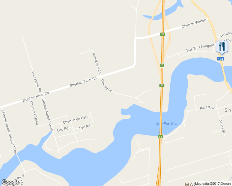 map of restaurants, bars, coffee shops, grocery stores, and more near Country Road in Shediac River