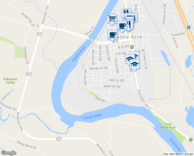 map of restaurants, bars, coffee shops, grocery stores, and more near 730 Hibbard Loop Southwest in Castle Rock