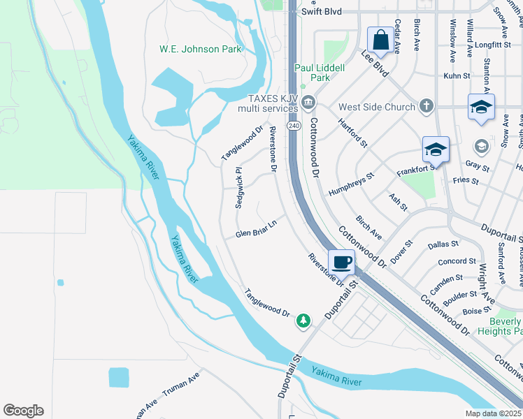 map of restaurants, bars, coffee shops, grocery stores, and more near 574 Laurelbrook Court in Richland