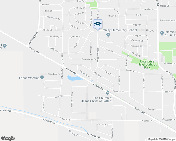 map of restaurants, bars, coffee shops, grocery stores, and more near 5405 Monica Street in West Richland