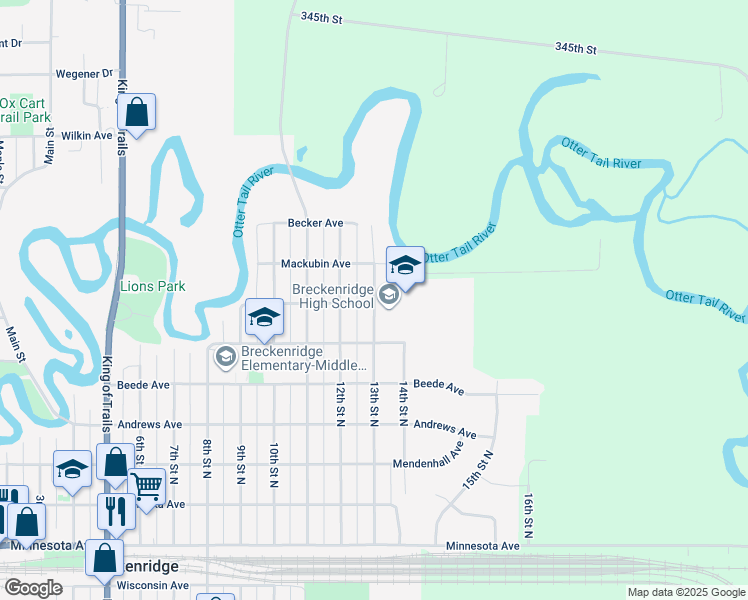 map of restaurants, bars, coffee shops, grocery stores, and more near 710 13th Street North in Breckenridge