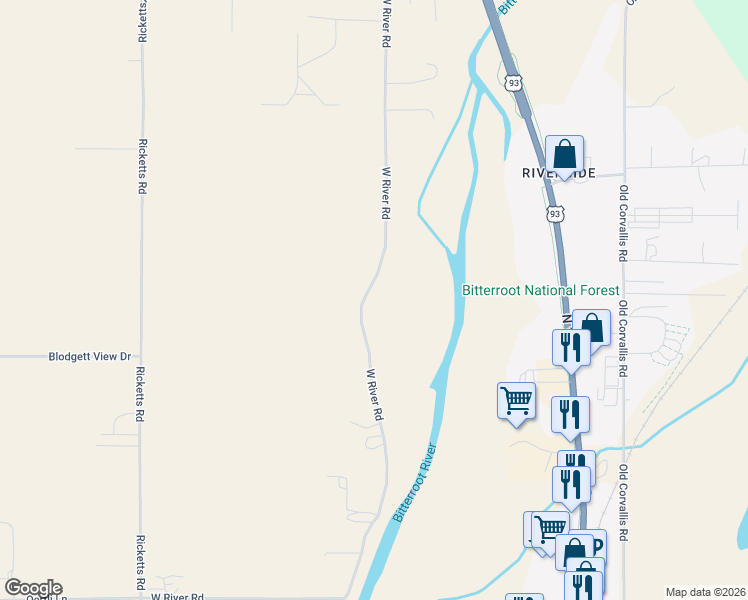 map of restaurants, bars, coffee shops, grocery stores, and more near 375-407 West River Road in Hamilton