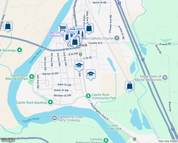 map of restaurants, bars, coffee shops, grocery stores, and more near 600 Huntington Avenue South in Castle Rock