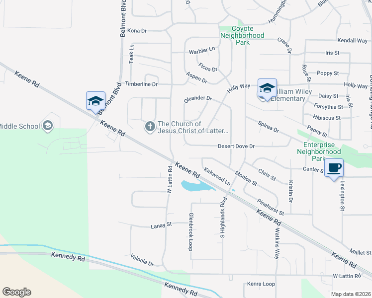 map of restaurants, bars, coffee shops, grocery stores, and more near 5410-5798 S Desert Dove St in West Richland