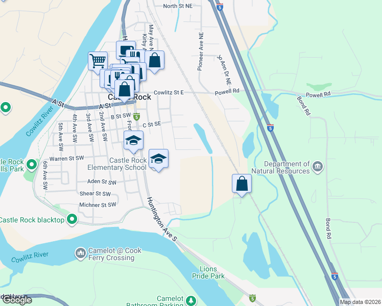map of restaurants, bars, coffee shops, grocery stores, and more near 409 Brierwood Ct SE in Castle Rock