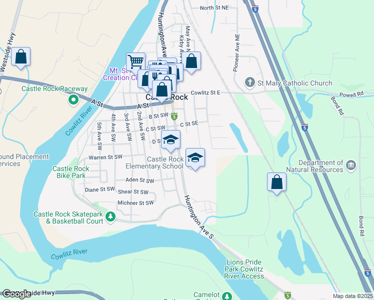 map of restaurants, bars, coffee shops, grocery stores, and more near 700 Huntington Avenue South in Castle Rock