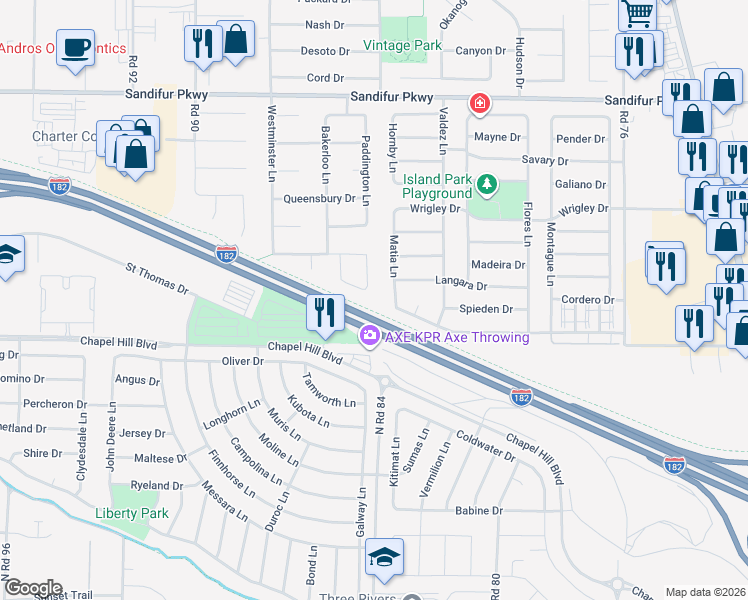 map of restaurants, bars, coffee shops, grocery stores, and more near 4903 Cambridge Lane in Pasco