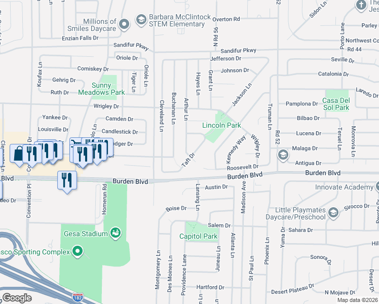 map of restaurants, bars, coffee shops, grocery stores, and more near 4912-4916 Arthur Lane in Pasco