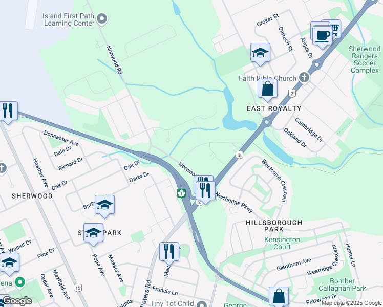map of restaurants, bars, coffee shops, grocery stores, and more near 6 Elena Court in Charlottetown