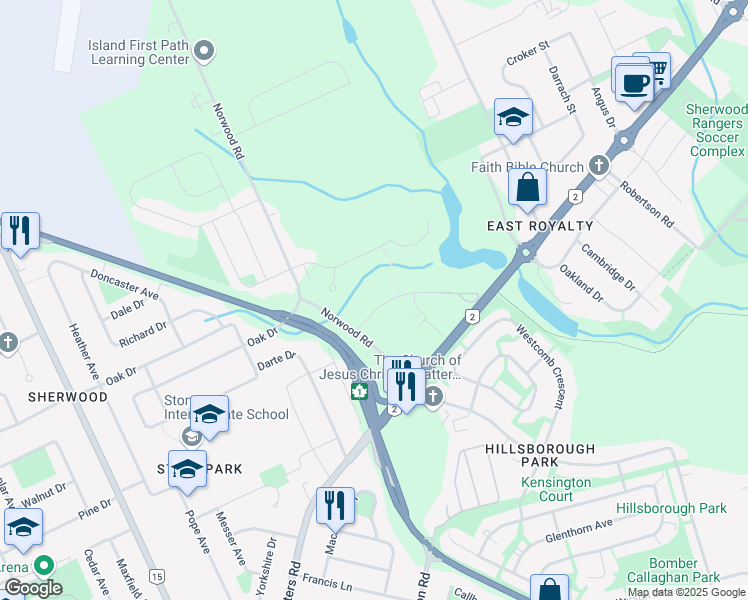 map of restaurants, bars, coffee shops, grocery stores, and more near 11 Elena Court in Charlottetown