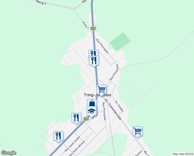 map of restaurants, bars, coffee shops, grocery stores, and more near 259 Avenue Paré in Tring-Jonction