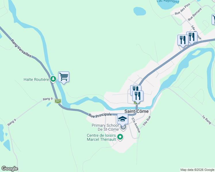 map of restaurants, bars, coffee shops, grocery stores, and more near in Saint-Côme
