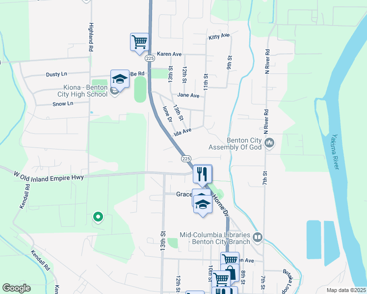 map of restaurants, bars, coffee shops, grocery stores, and more near 1008 Horne Road in Benton City