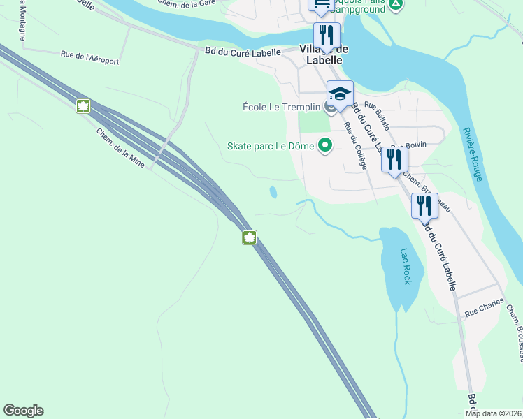 map of restaurants, bars, coffee shops, grocery stores, and more near 116 Rue de l'Église in Labelle