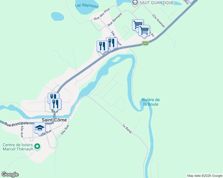 map of restaurants, bars, coffee shops, grocery stores, and more near Rue Lise in Lanaudière