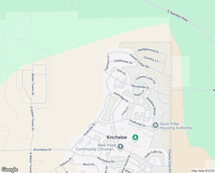 map of restaurants, bars, coffee shops, grocery stores, and more near 99 Fairway Drive in Kinross Charter Township