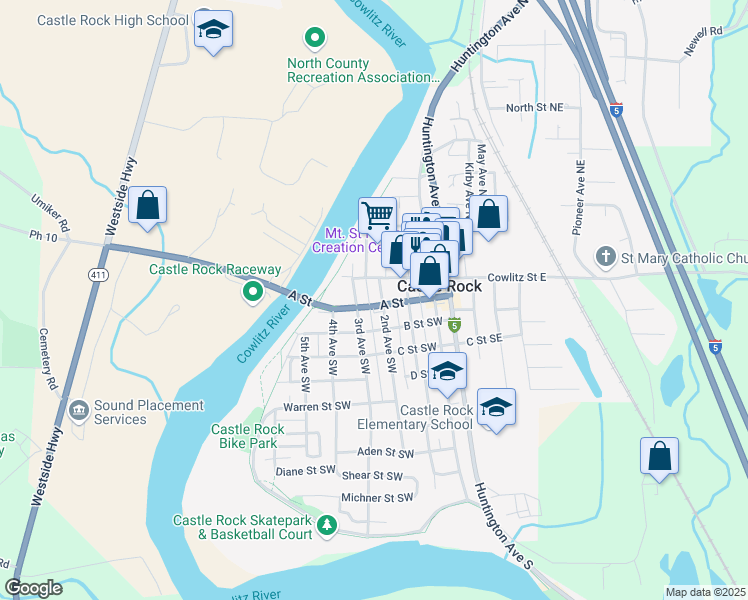 map of restaurants, bars, coffee shops, grocery stores, and more near in Castle Rock