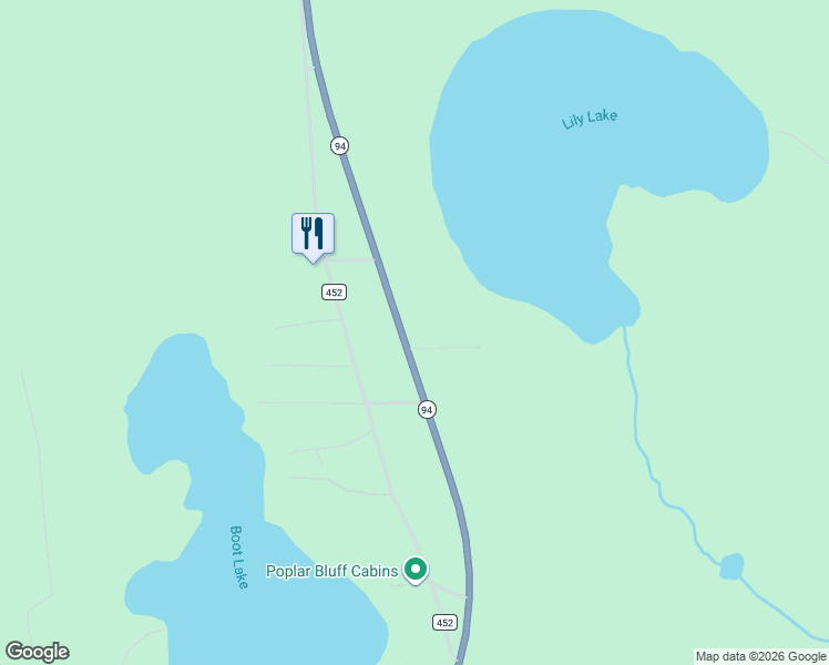 map of restaurants, bars, coffee shops, grocery stores, and more near County Highway 452 in Manistique