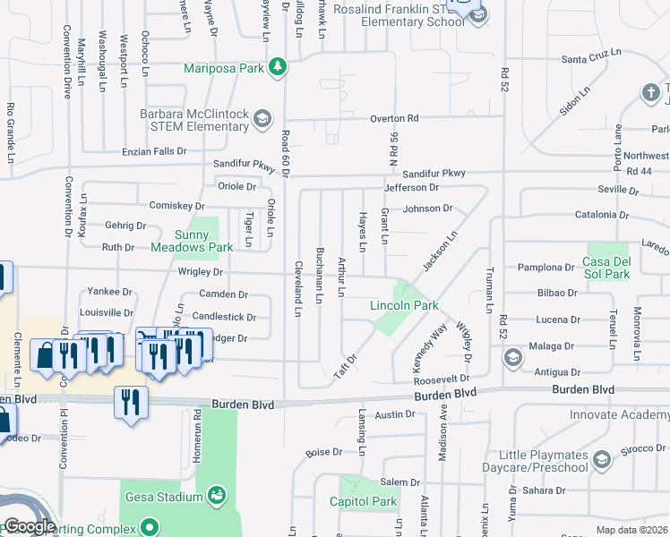 map of restaurants, bars, coffee shops, grocery stores, and more near 5306 Arthur Lane in Pasco