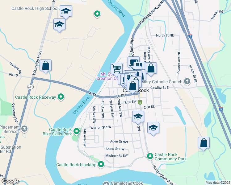 map of restaurants, bars, coffee shops, grocery stores, and more near in Castle Rock