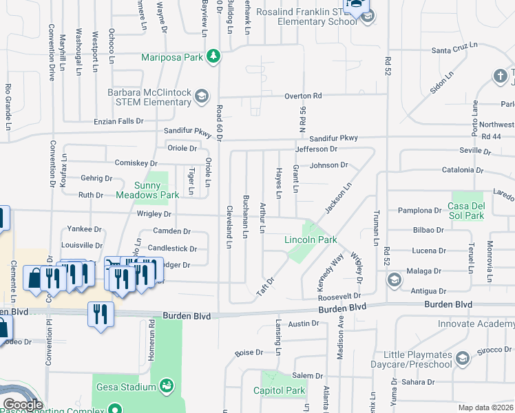 map of restaurants, bars, coffee shops, grocery stores, and more near 5306 Arthur Lane in Pasco