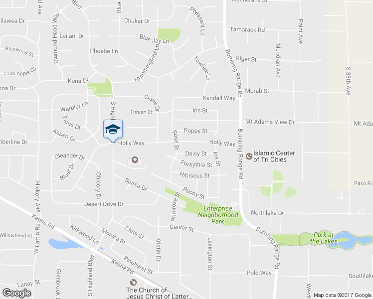 map of restaurants, bars, coffee shops, grocery stores, and more near 4824 Daisy Street in West Richland