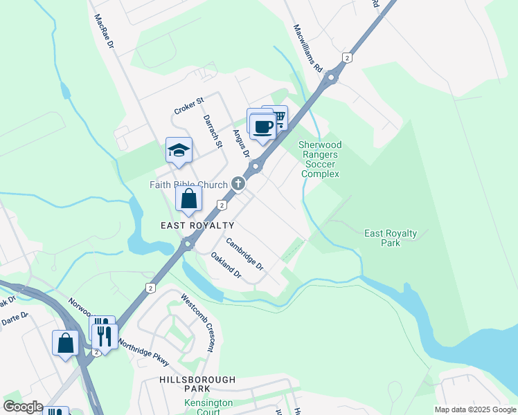 map of restaurants, bars, coffee shops, grocery stores, and more near 9 Robertson Road in Charlottetown