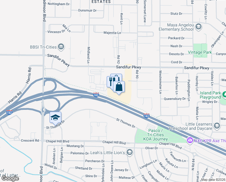 map of restaurants, bars, coffee shops, grocery stores, and more near 820 West Marie Street in Pasco