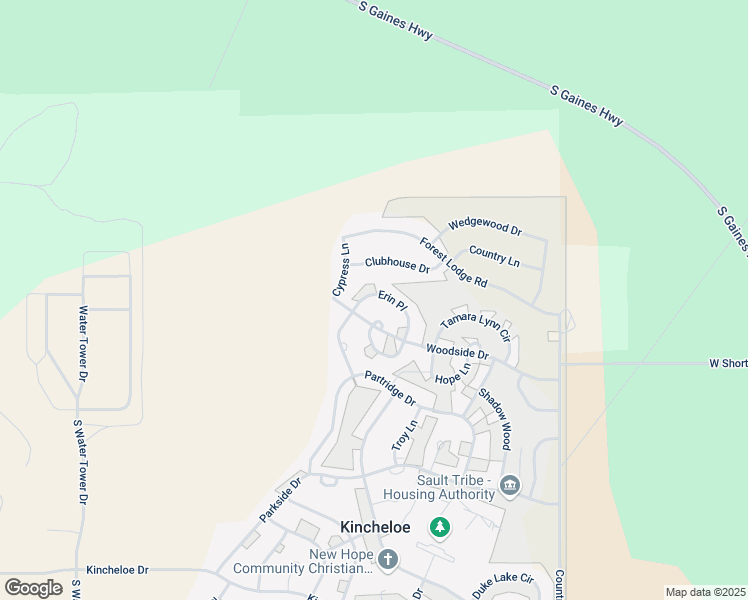 map of restaurants, bars, coffee shops, grocery stores, and more near 1-99 Clubhouse Drive in Kinross Charter Township