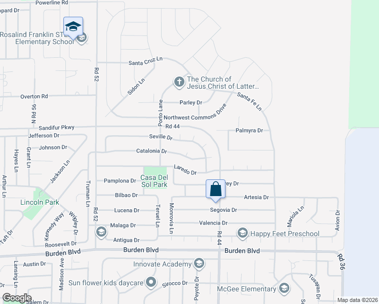 map of restaurants, bars, coffee shops, grocery stores, and more near 4612-4616 Catalonia Drive in Pasco