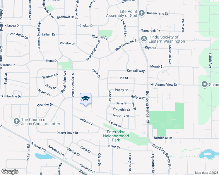 map of restaurants, bars, coffee shops, grocery stores, and more near 4962 Poppy Street in West Richland