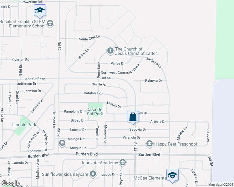 map of restaurants, bars, coffee shops, grocery stores, and more near 4612-4616 Catalonia Drive in Pasco