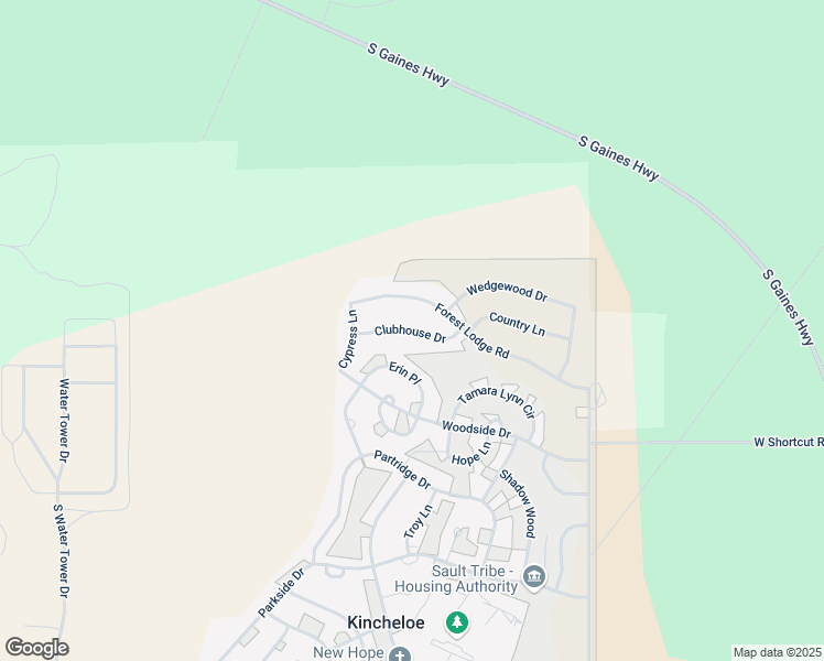 map of restaurants, bars, coffee shops, grocery stores, and more near 99 Clubhouse Drive in Kinross Charter Township