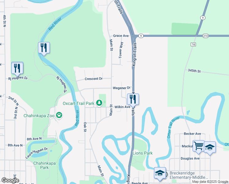map of restaurants, bars, coffee shops, grocery stores, and more near 721 5th Street North in Breckenridge