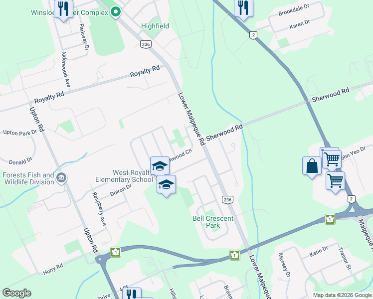 map of restaurants, bars, coffee shops, grocery stores, and more near in Charlottetown