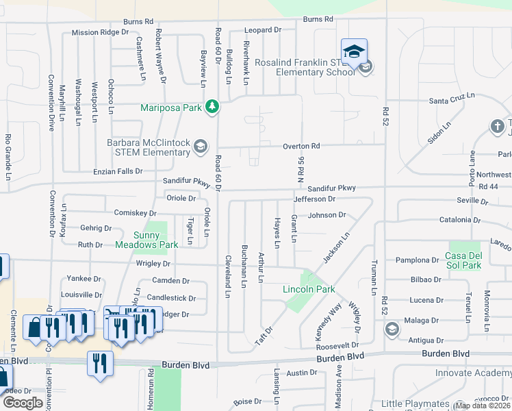 map of restaurants, bars, coffee shops, grocery stores, and more near 5715 Jefferson Drive in Pasco