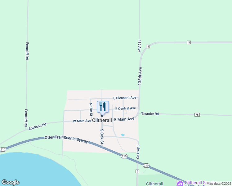 map of restaurants, bars, coffee shops, grocery stores, and more near 103 East Pleasant Avenue in Clitherall