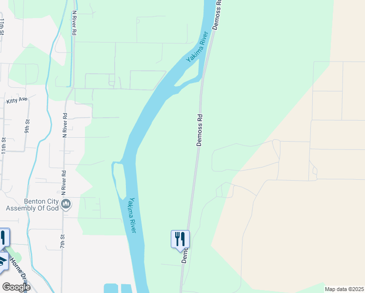 map of restaurants, bars, coffee shops, grocery stores, and more near 43910 Demoss Road in Benton City